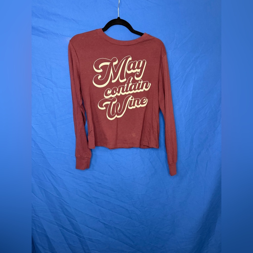 Women's Burgundy Graphic Long Sleeve Top